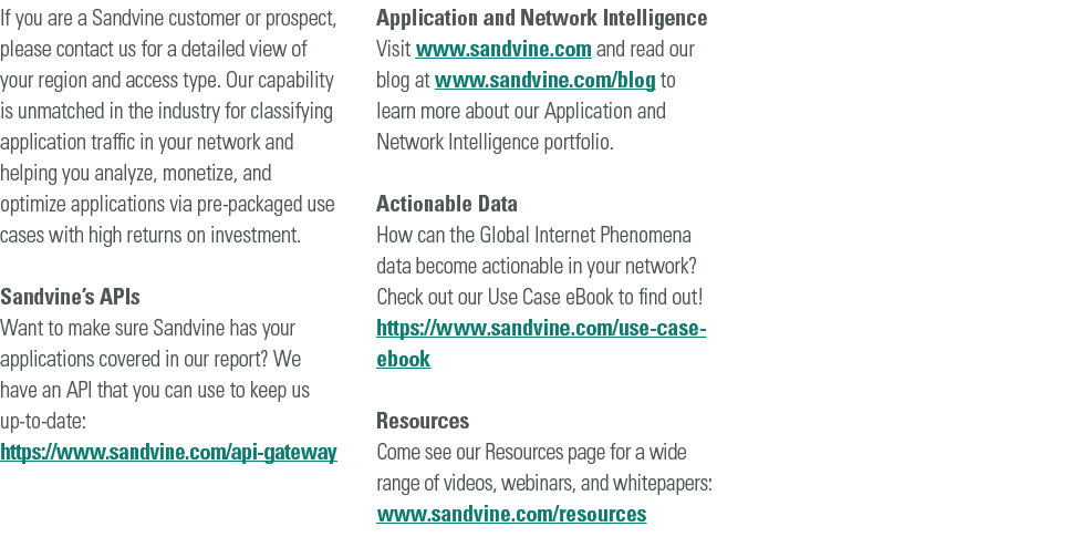 If you are a Sandvine customer or prospect, please contact us for a detailed view of your region and access type  Our   